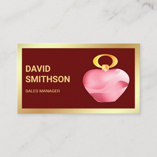 Dark Red Gold Foil Pink Perfume Bottle Business Card