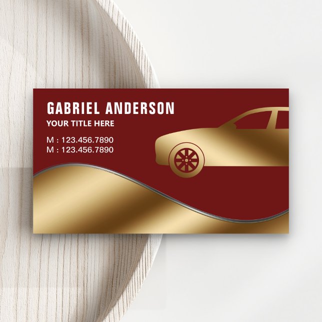 Dark Red Gold Luxury Car Hire Chauffeur Business Card (Creator Uploaded)