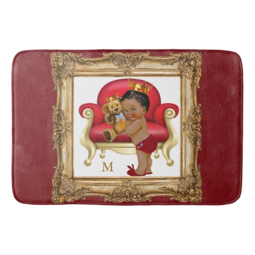 Dark Red Gold Royal Prince Teddy Bear Custom Bath Mat