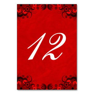 Dark Red Goth Floral Reception Table Number Cards
