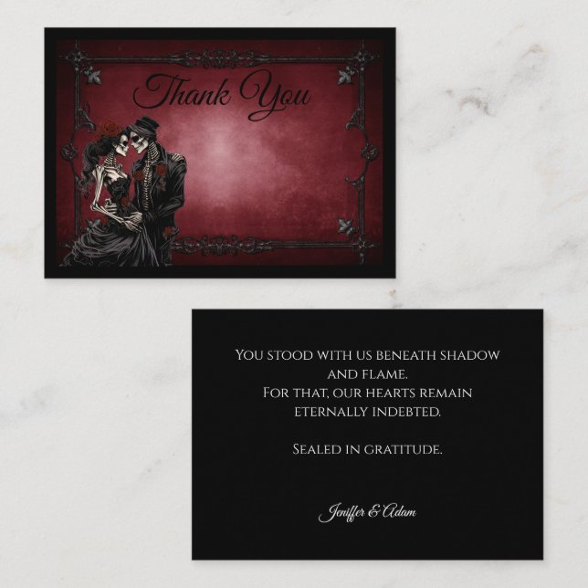 Dark Red Gothic AlternativeHalloween wedding Note Card (Front/Back)