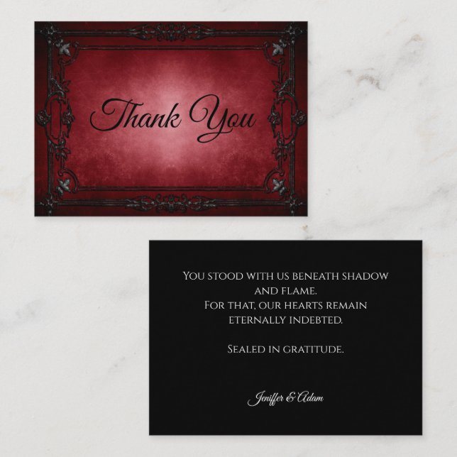 Dark Red Gothic AlternativeHalloween wedding Note Card (Front/Back)
