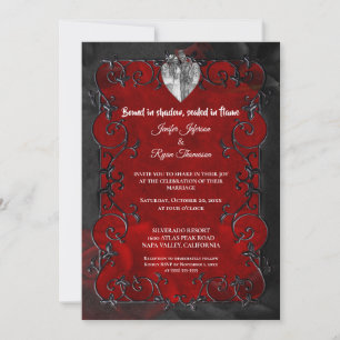 Dark red Gothic Halloween wedding Invitation