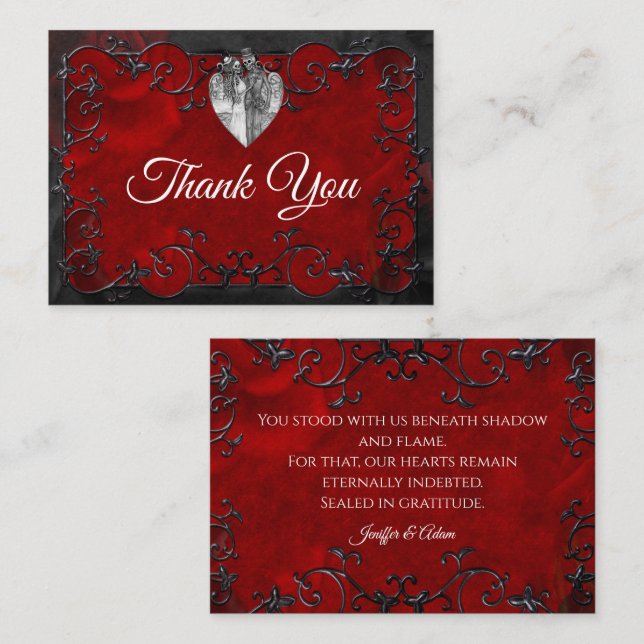 Dark Red Gothic Halloween wedding Note Card (Front/Back)