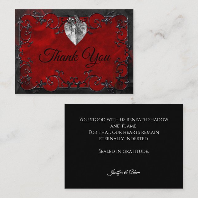 Dark Red Gothic Halloween wedding Note Card (Front/Back)