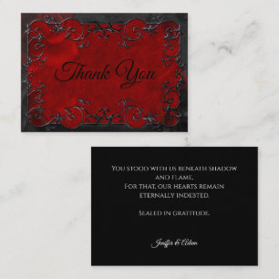 Dark Red Gothic Halloween wedding Note Card
