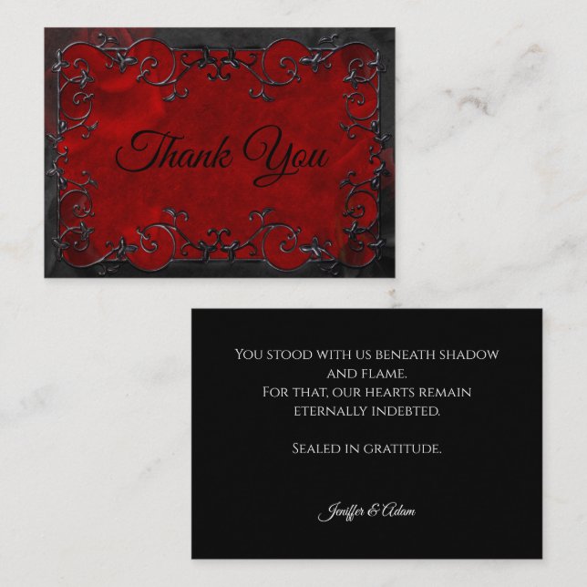 Dark Red Gothic Halloween wedding Note Card (Front/Back)
