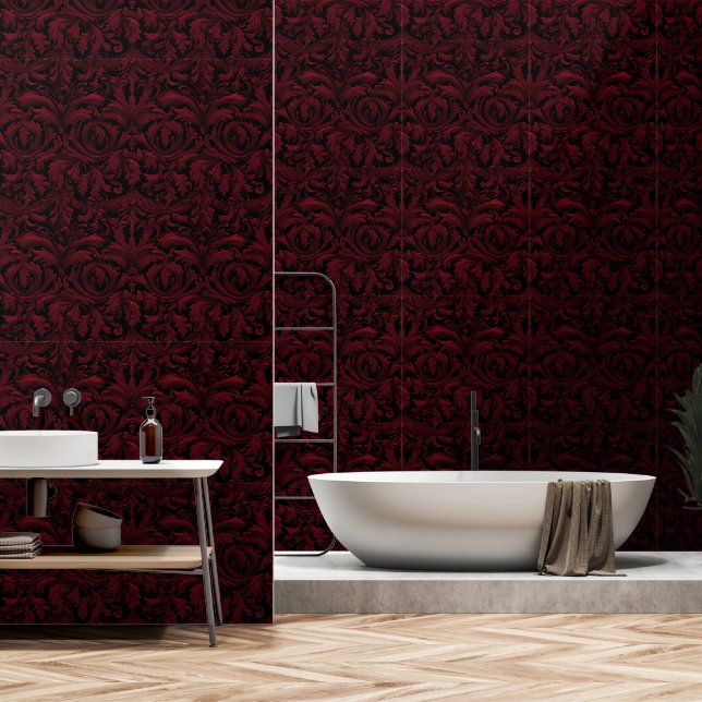 dark red patterned wallpaper