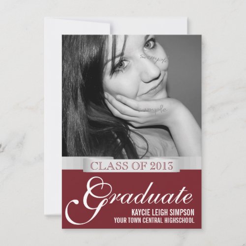 Dark Red Grad Party Invite with XL Photo