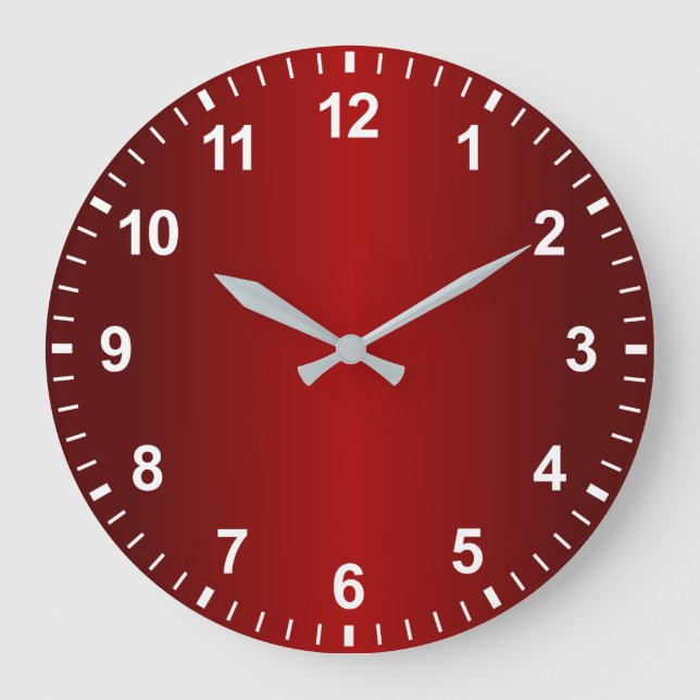 Dark Red Gradient Minimal Numbers Large Clock (Front)