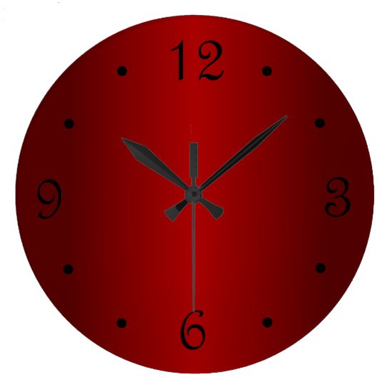 Dark Red Gradient Numbers Large Clock