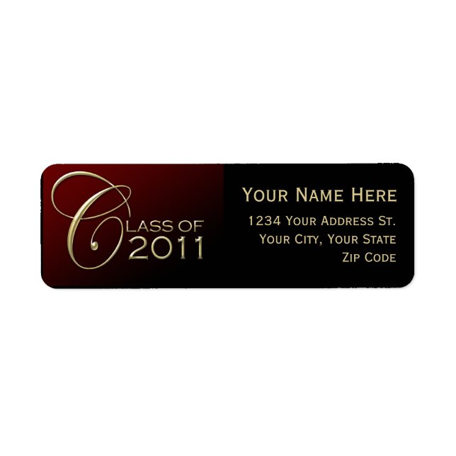 Dark Red Graduation Return Address Labels (Front)