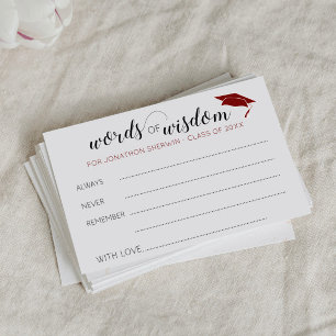 Dark Red Graduation Words of Wisdom for Graduate Advice Card
