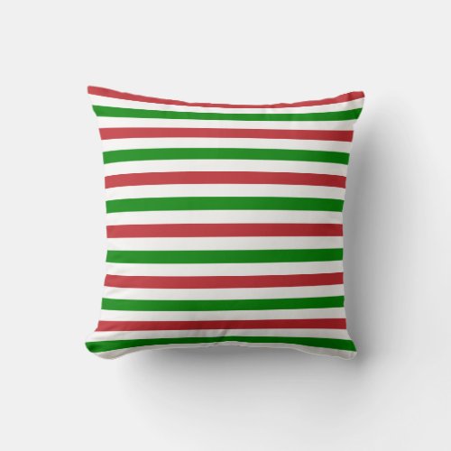Dark Red Green and White Stripes Pillow