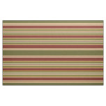 Dark Red Green Ivory Ochre Yellow Stripes Pattern Fabric