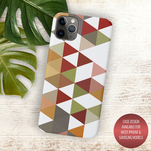 Dark Red Green Taupe Brown White Polygon Art iPhone 11 Pro Max Case