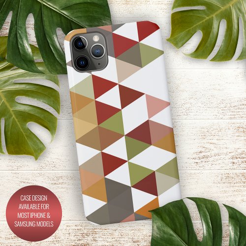 Dark Red Green Taupe Brown White Polygon Art iPhone 11Pro Max Case