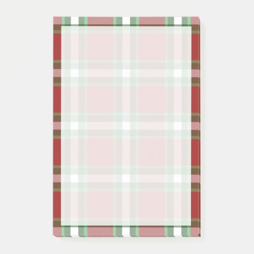 Dark Red Green White Plaid Squares Pattern Post_it Notes