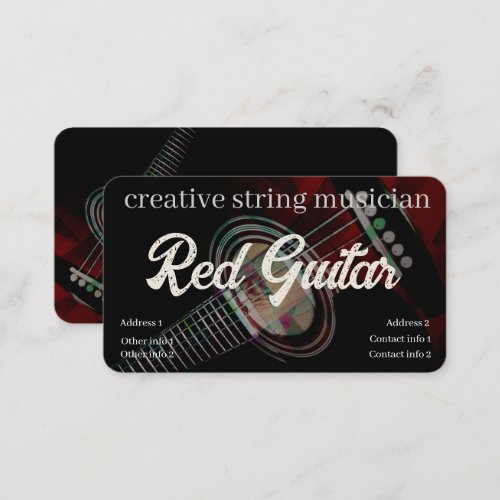 Dark Red Guitar on Black Business card