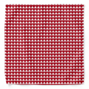 Dark Red Hearts on White Bandana
