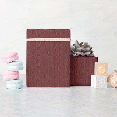 Dark Red Herringbone Pattern Wrapping Paper Roll
