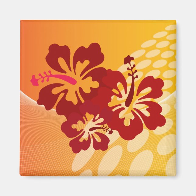 Dark Red Hibiscus Design Magnet (Front)