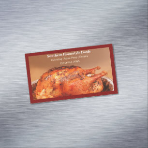 Dark Red Homestyle Cooked Turkey Prepared Foods Business Card Magnet