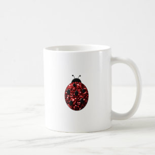 Dark red ladybug faux glitter sparkles coffee mug