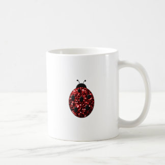Dark red ladybug faux glitter sparkles coffee mug