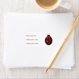 Dark red ladybug faux glitter sparkles label