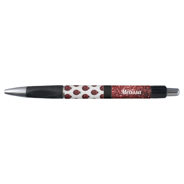 Dark red ladybug faux glitter sparkles Monogram Pen (Front)