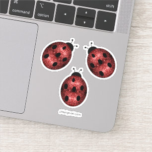 Dark red ladybug faux glitter sparkles sticker