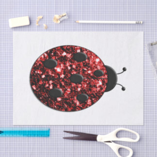 Dark red ladybug faux glitter sparkles tissue paper