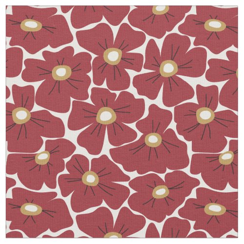 Dark Red Large Scale Floral Pattern Fabric