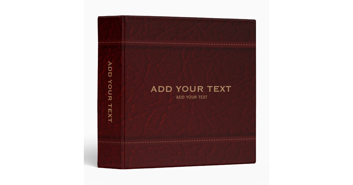 Dark Red Leather 3 Ring Binder | Zazzle