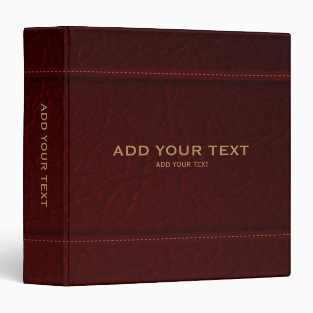 Dark Red Leather 3 Ring Binder (Front/Spine)