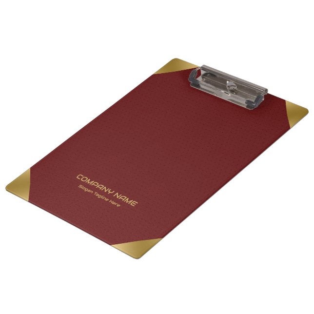 Dark red leather image print with gold accents clipboard (Angled)