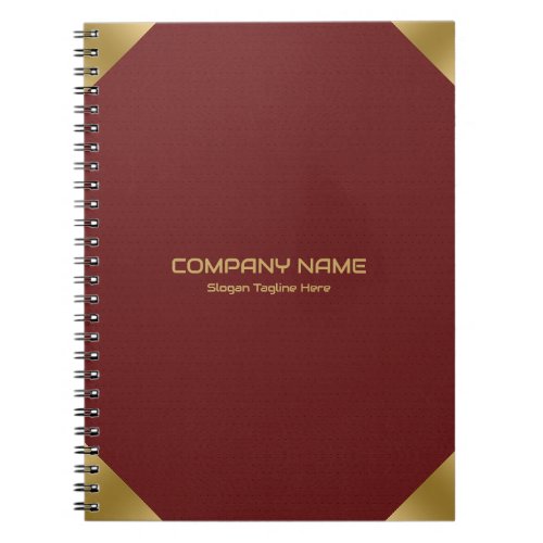  Dark red leather image print with gold accents Notebook