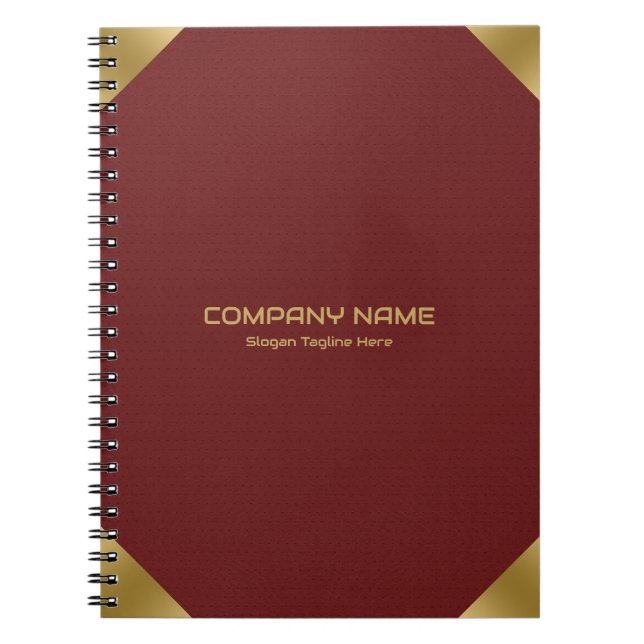  Dark red leather image print with gold accents Notebook (Front)