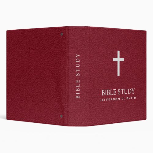  Dark Red  Leather Look Holy cross  BIBLE STUDY 3 Ring Binder