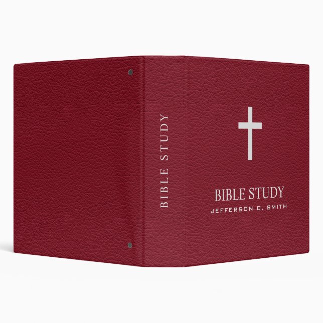  Dark Red  Leather Look Holy cross  BIBLE STUDY 3 Ring Binder (Background)