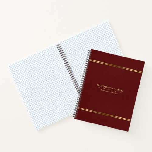 Dark_Red Leather Texture Gold Tones Stripes Notebook