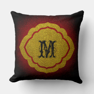 Dark Red Leather Throw Pillow