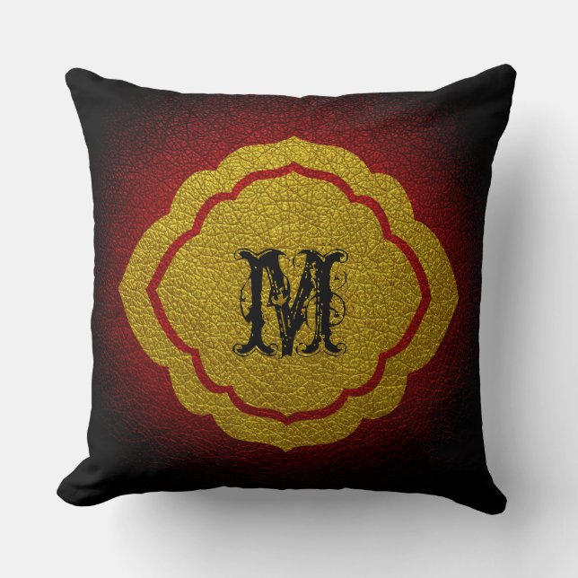 Dark Red Leather Throw Pillow (Front)