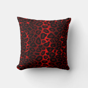 Dark Red Leopard Animal Print Throw Pillow