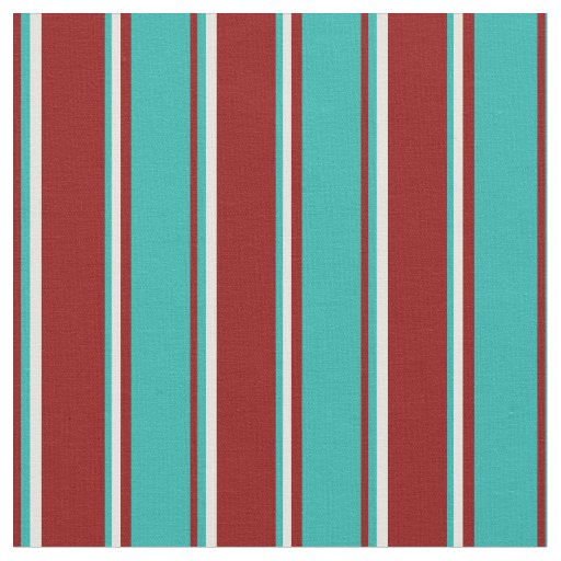 Dark Red, Light Sea Green, and Light Yellow Lines Fabric