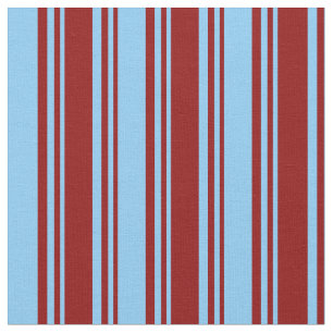Dark Red & Light Sky Blue Colored Lines Pattern Fabric
