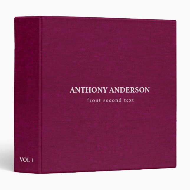 Dark Red Linen Texture  3 Ring Binder (Front/Spine)