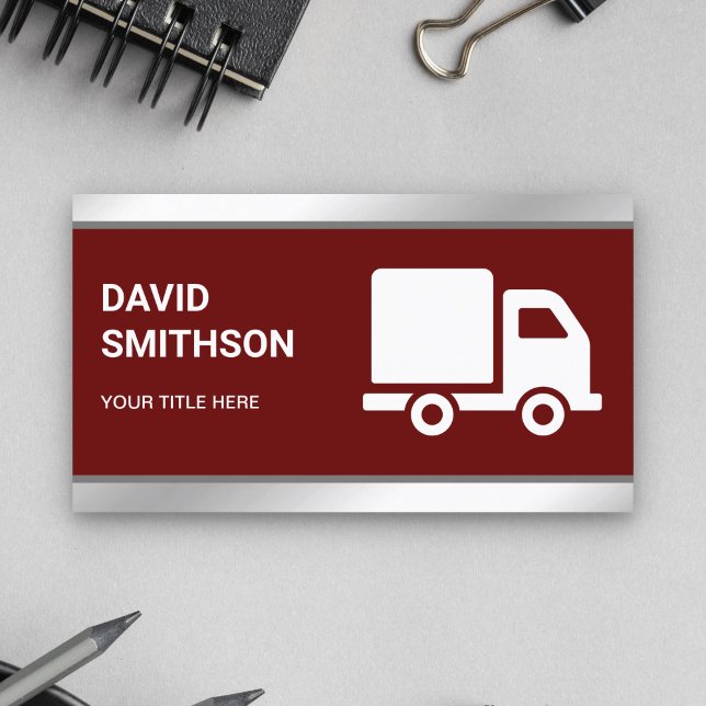 Dark Red Logistics Transportation Cargo Truck Business Card (Creator Uploaded)