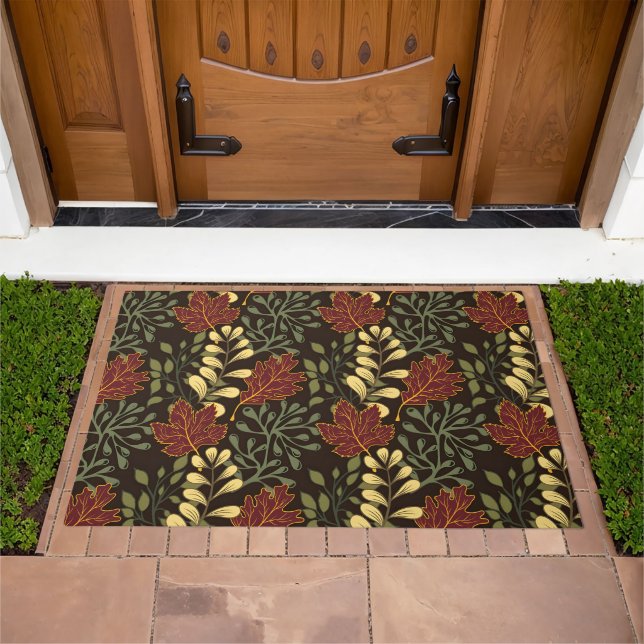 Dark red maple leaves floral pattern doormat (Outdoor)